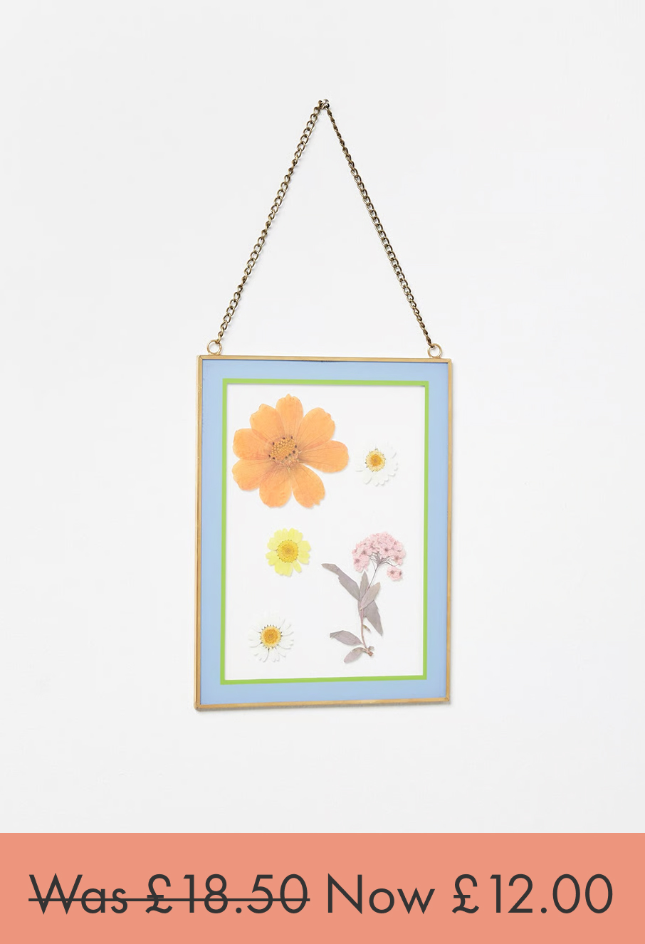 Dried Flower Blue Glass Wall Hanging